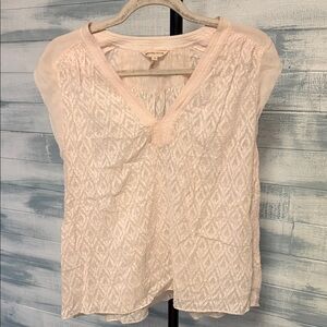 Rebecca Taylor Silk Blend Blush Pink Textured Top Size 6 Cap Sleeve